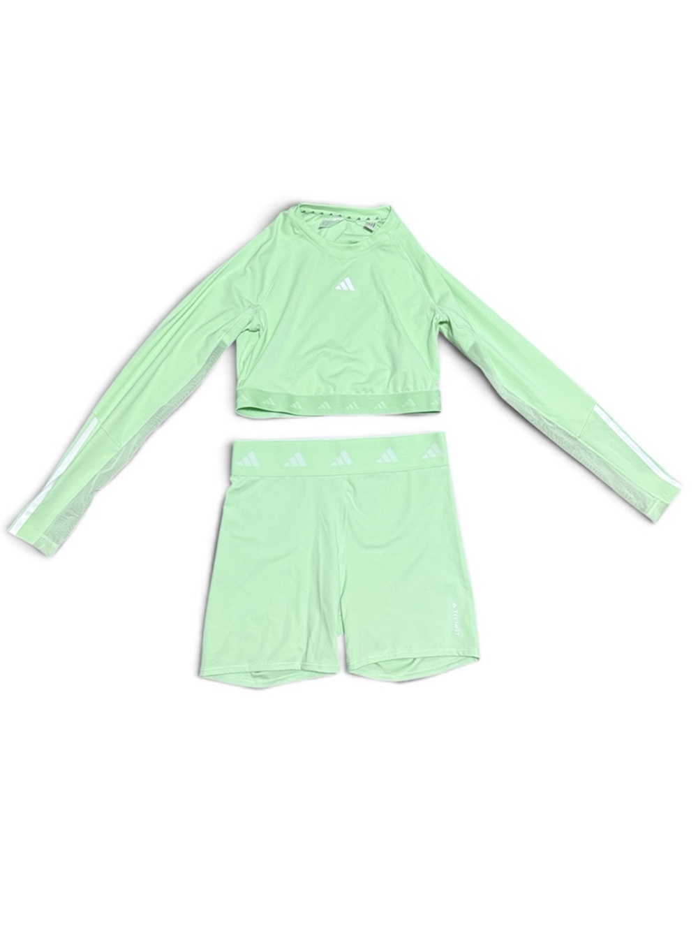 Adidas Aeroready long sleeve crop top and shorts